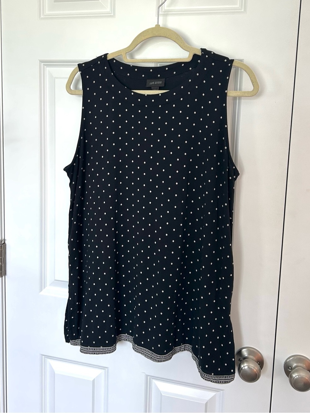 J. Jill Black Polka Dot Sleeveless Tank